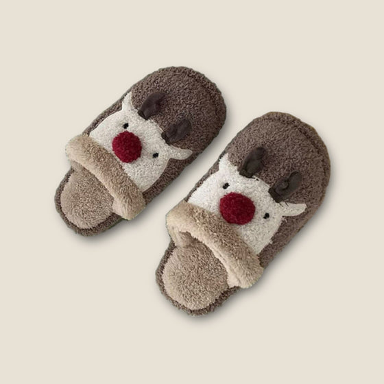 Small/Medium Brown Reindeer Slippers