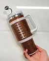 Brown Crystal Football "Blinged Out" 40 Oz. Tumbler
