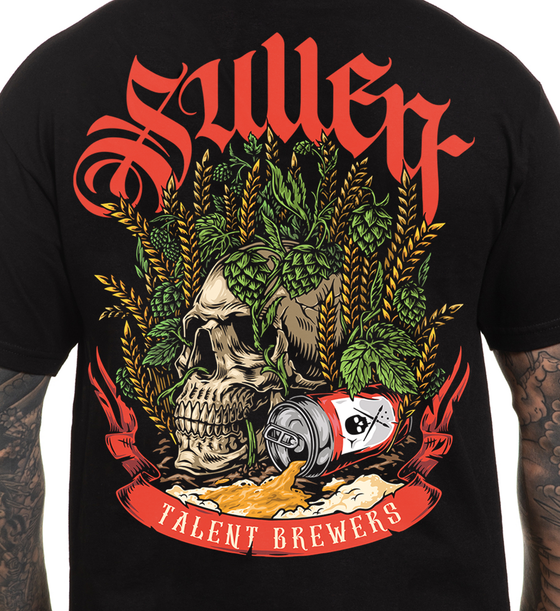 Sullen Brand Barley Skull Standard Black T-Shirt Back View 