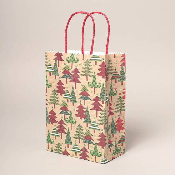 Medium Winter Holiday Paper Gift Bags: One size / Brown