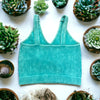 Zenana Mineral Washed Seamless Tank Top Light Teal
