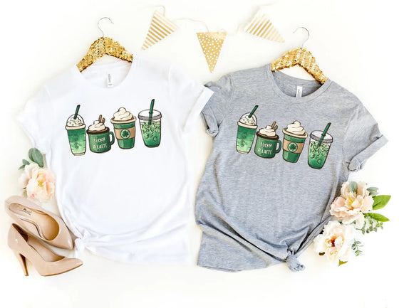 St Patricks Coffee Shirt - St Patricks Day Shirt: Unisex-M / HEATHER SEA GREEN