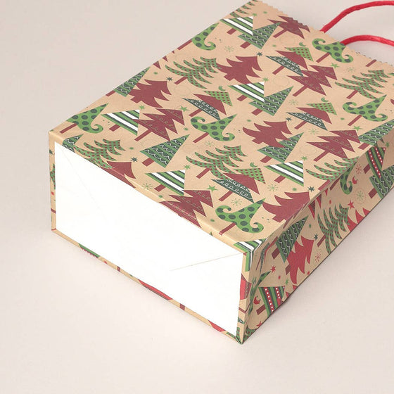 Medium Winter Holiday Paper Gift Bags: One size / Brown