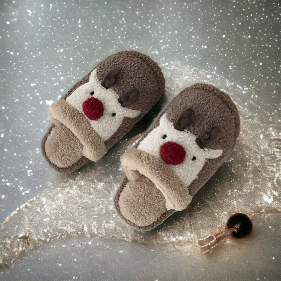 Small/Medium Brown Reindeer Slippers