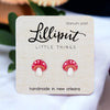 Lilliput Little Things Handmade Mushroom Earrings on table Front View