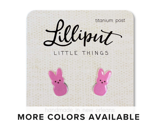 Marshmallow Easter Bunny Earrings: Purple