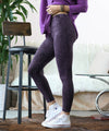 ...SI-18851 MINERAL WASHED FULL LENGTH LEGGINGS: BLACKBERRY-125870 / XL