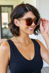 Collapsible Girlfriend Sunnies & Case in Champagne Women Wearing