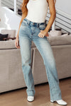 Miranda High Rise Plaid Cuff Vintage Straight Jeans Front View