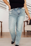 Miranda High Rise Plaid Cuff Vintage Straight Jeans Front View