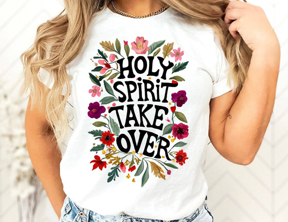 Holy Spirit Take Over Shirt - Religious Christian Shirt: Unisex-XL / HEATHER PEACH