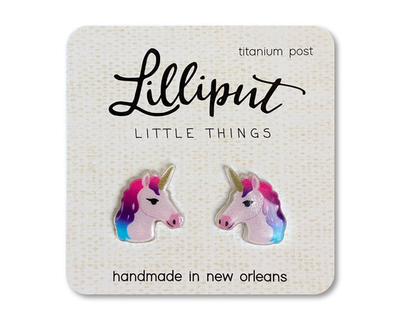 Rainbow Unicorn Earrings: Pink